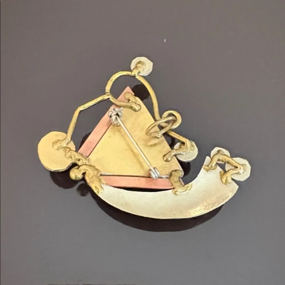 Artisan Onyx Stone & Mixed Metal Geometric Brooch - Picture 7 of 7